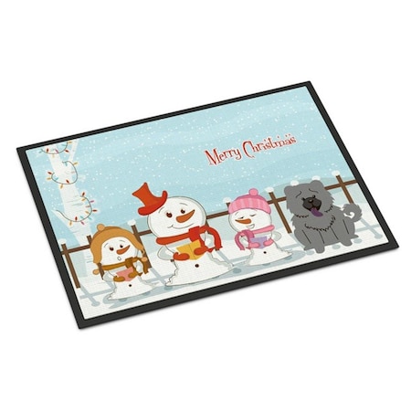 Carolines Treasures Merry Christmas Carolers Chow Chow Blue Indoor or Outdoor Mat, 18 x 0.25 x 27 in. BB2470MAT